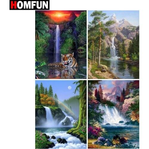HOMFUN Full Square/Round Drill 5D DIY Diamond Painting "Waterfall scenery" 3D Embroidery Cross Stitch 5D Home Decor