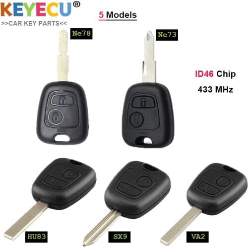 KEYECU 2 Button Remote Car Key Fob For Citroen C1 C2 C3 C4 Saxo Picasso Xsara Peugeot 106 206 306 307 107 207 407 Partner