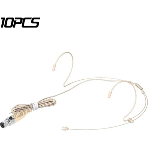10Pcs Mini XLR 4 Pin TA4F Condenser Earset Double Earhook Microphone For SHURE Wireless BeltPack Transmitter GLXD1 ULX1 QLXD1 U1