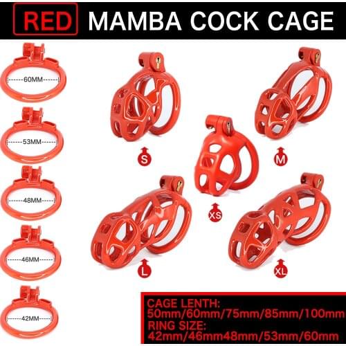 RED Various BDSM Plastic Mamba Resin Cock Cage Lockable Chastity Belt Device Male Penis Ring Lock Chastity Game Sex Toys For Men