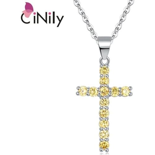 CiNily Multicolor Cubic Zirconia Silver Plated Wholesale Cross for Women Jewelry Wedding Party Pendant 1 3/8" OD6548-51