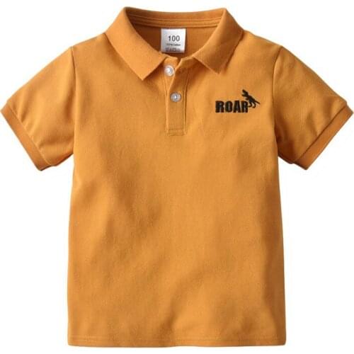 Summer Baby Boys Polo Shirts Lapel Solid Color Shirt Short Sleeve Kids Blouse Cotton Breathable Tops Tees Casual Khaki Outwear