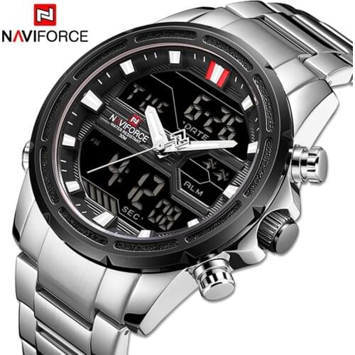 NAVIFORCE Luxury Men Analog Quartz Sport Watch Fashion Military Outdoor Waterproof Chrono EL BackLight Digital WristWatches 9138