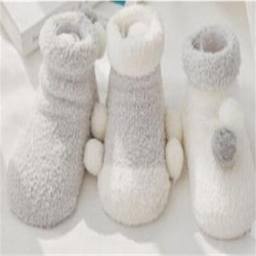 Newborn 0 and 1 year old qiu dong coral fleece upset the baby socks creative dispensing antiskid toddler baby socks floor-H003
