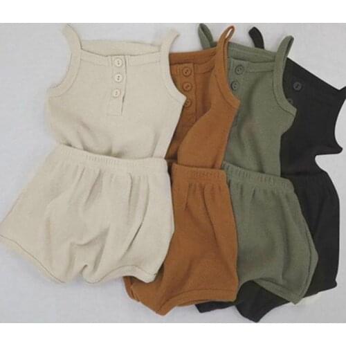 Baby Girl Boys Clothes Vest Pure Color Top + Shorts Newborn 2021 Sumemr New Clothing Sets Children Sets For Girls Baby Bodysuit