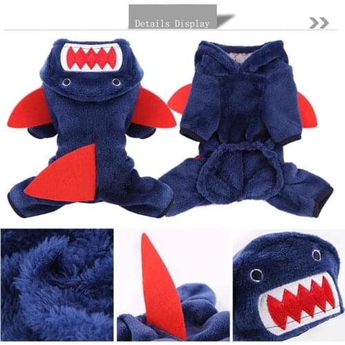Pet Dog Cat Autumn Winter Clothes Teddy Law Fight Pet Clothing Coral Fleece Warm Sharks Cartoon Dog Hoodies Dogs Coat