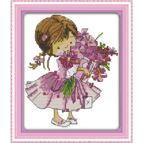 Present a bouquet cross stitch kit 14ct 11ct count print canvas stitches embroidery DIY handmade needlework plus