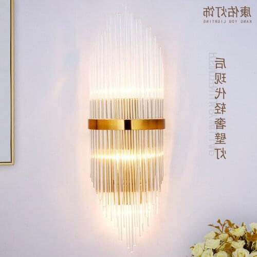 Postmodern crystal wall lamp gold wall sconce lights AC110V 220V fashion luxury lustre living room bedroom light fixtures