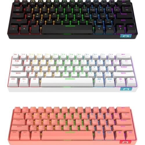 STK61 Wired Wireless Mechanical Keyboard 61 Keys RGB Backlight Pudding Keycap Keyboard Supports Dual System Computer Tablet