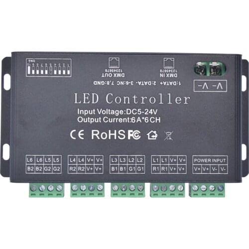 Factory direct new 6 channel DMX constant voltage decoder Light bar module RGB controller 512 series spot
