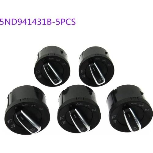 SCJYRXS 5Pcs Chrome Auto Headlight Switch Adapter 5ND 941 431 B For Passat B5 Golf MK4 Bora 5ND941431B 5ND 941 431B