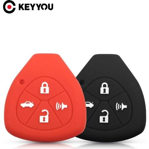 KEYYOU 10x New Silicone Key Case Shell Rubber Cover For Toyota Camry COROLLA Vios REIZ CROWN RAV4 2015 Holder Car Accessories