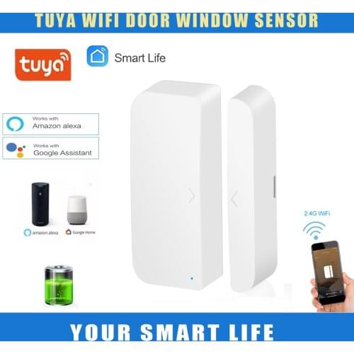 Tuya WiFi Smart Door Sensor Door window Open / Closed Detectors Wifi Home Alarm Compatible With Alexa Google Home Tuya APP