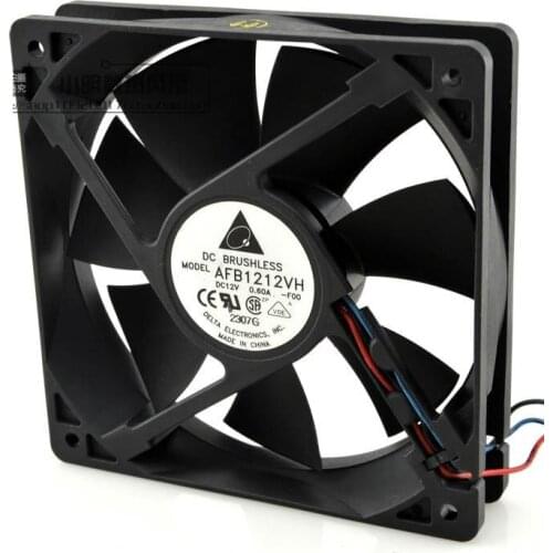 SSEA New cooling fan for Delta AFB1212VH PWM double ball bearing 120*120*25mm DC12V 0.60A 3-pin AFB1212VH-Roo
