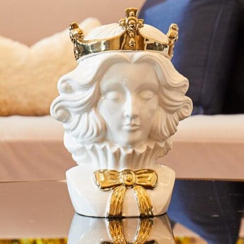 Creative modern Home decoration Desktop storage tank Queen of the king Home Decorations Personalized gift Vase flower