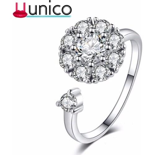 UUNICO opening adjustable popular new zircon micro-inlaid rotating ring to participate in prom ornaments Valentine Day gift J71