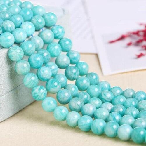 High Quality Natural Amazonite Stone 4/6/8/10/12mm Round Necklace Bracelet Jewelry DIY Gem Loose Beads 38cm wk183