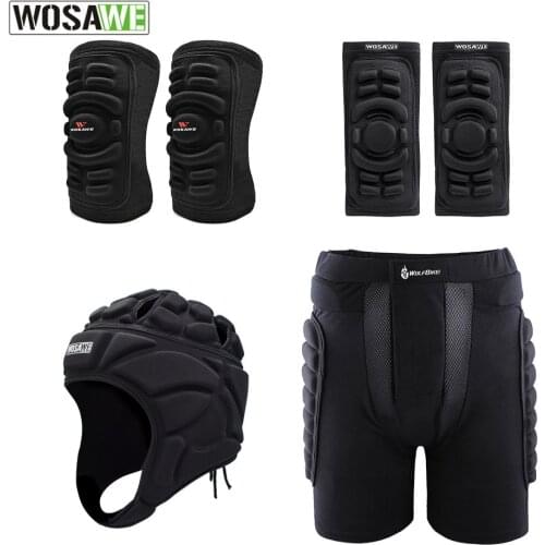 WOSAWE Silicone Elbow Roller Skating Basketball Knee Ride Ski Anti-Fall Hip Pant Adult Sports Resistant Riding Protector Set 6PC