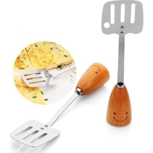 Egg Fish Frying Pan Cooking Spatula Kitchen Spatula Stainless Steel Slotted Turner Wooden Utensils Spatula Pizza Shovel Leaky