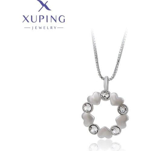 Xuping Jewelry Fashion Round Stone Necklace with Rhodium Plated for Women Gifts 810660797