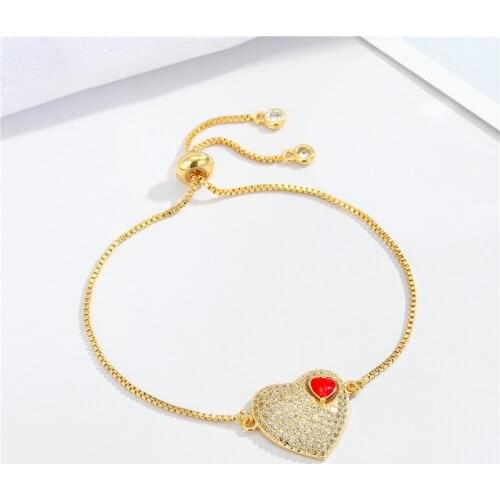 1pc Metal Crystal Heart Bracelet For Women Gift Jewelry Vintage Blingbling Enamel Cubic Zirconia Geometric Bangle B44