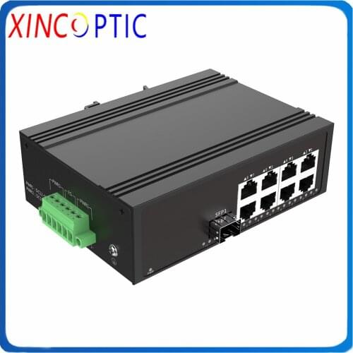 1SFP+8RJ45,excluding SFP,IP40,Din Rail Mount,SFP port Industrial Ethernet Fiber Switch