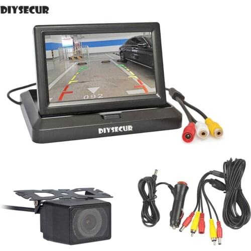 DIYSECUR 5 Inch Rear View Monitor Car Monitor Waterproof IR Night Vision Rear View Car Camera Parking System Kit