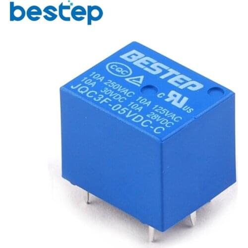 5PCS BESTEP T73 5V Relay Blue JQC3F-05VDC-C