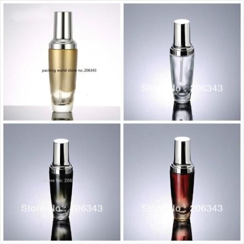 50ml gold/red/black/clear glass bottle with silver pump silver lid for lotion/serum/emulsion/toner/foundation skin care packing