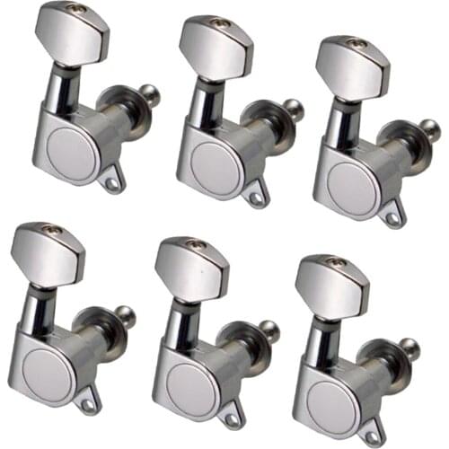 6 Pcs Chrome Enclosed Guitar Tuning Pegs Tuners For Acoustic Electric Guitars 6R