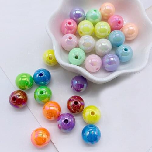 6 8 10 12mm Mixed Rainbow Color Acrylic Round Loose Beads for Needlework Jewelry Making Diy Bracelet Necklace Accessories