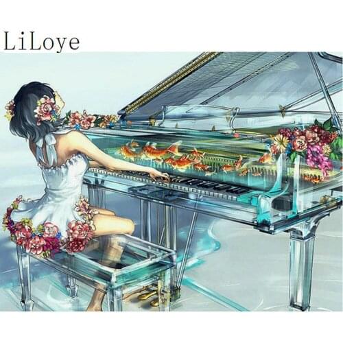 LI LOYE Diamond Embroidery Beautiful music girl DIY Diamond Painting Cross Stitch DIY Rhinestones Full Square Drill Mosaic FZ277