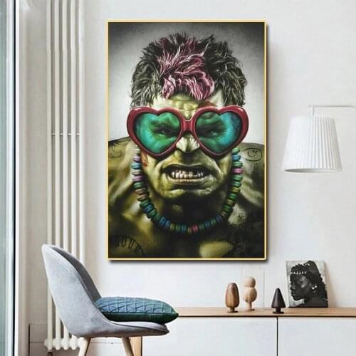 Angery Hulk With Sunglasses Poster and Prints Marvel Superhero Picture on the Canvas Wall Painting For Home Room Decoration Gift