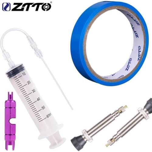 ZTTO Bicycle Tubeless Rim Tapes Presta Valve and Sealant Injector 10m MTB Road Bike rim tape Strips Mountain Bike Wheel componen