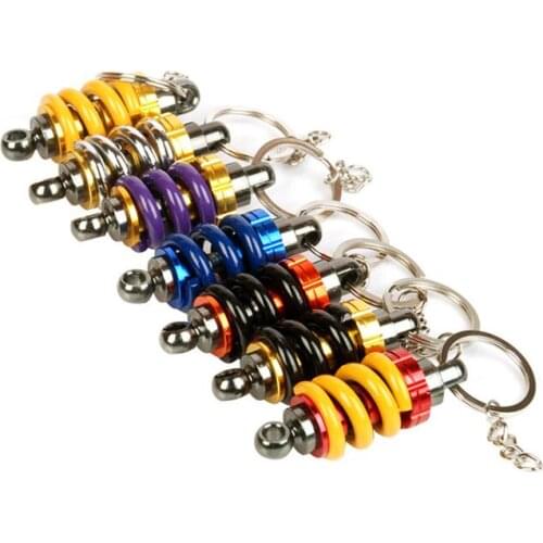 50pcs/lot MIXORDER Quality Damper Keychain Suspension Shock Absorbers Keyrings Key Chain Aluminium Alloy Made Key Holder Gift