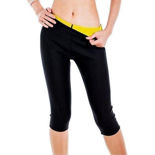 Women Summer Sports Body Shaping Pants Sweatpants Solid Color High Waist Self-Heating Seven-Point Stretch Fitness Pants