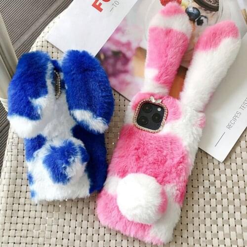 Phone Case for Samsung Galaxy A01 A10 A11 A20 A21 A30 A40 A41 A50 A51 A60 A70 A71 5G Cute Furry Rabbit Soft Cover Shell Back