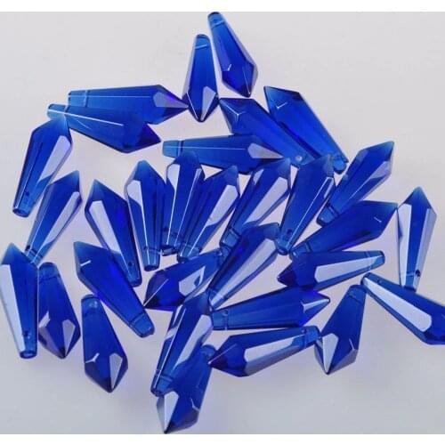HIERKRYST 50 pcs/lot Blue Chandelier Glass Crystals Lamp Prisms Parts icicle Hanging Pendants 38mm 1.49" #1908-5