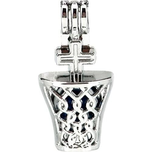 K944 5pcs/lot Silver Copper Cross Perfume Bottle Beads Cage Pendant Locket Fairytale Party Essential Oil Diffuser