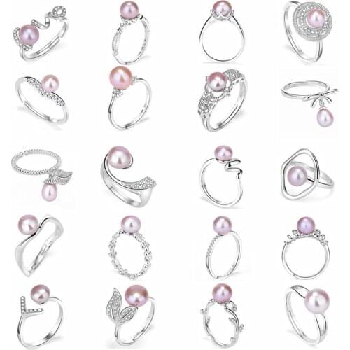 MADALENA SARARA Freshwater Pearl AAAA Cubiz Zirconia Ring Various Fashion Flower Ring WIth Purple Pearl
