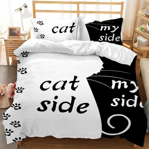 Black and White Color Bedding Set Couples Bedding Dog Side My Side King Queen Single Double Twin Bedding Set Full Size