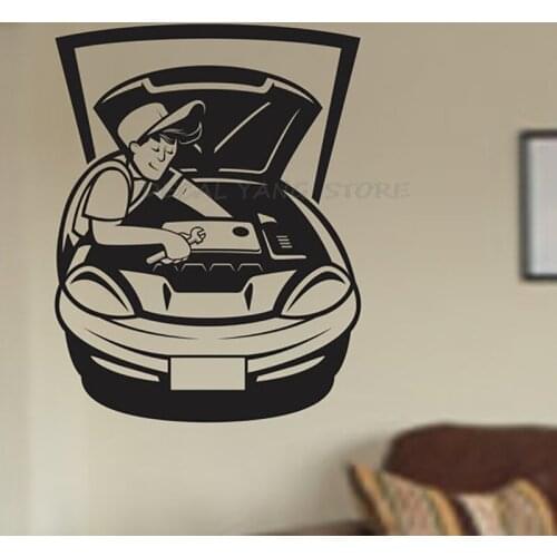 The mechanic is repairing the car wall Decor Stencil New Off Road vehicle Racing Car Wall Sticker Baby Car Wall Decal B2-025