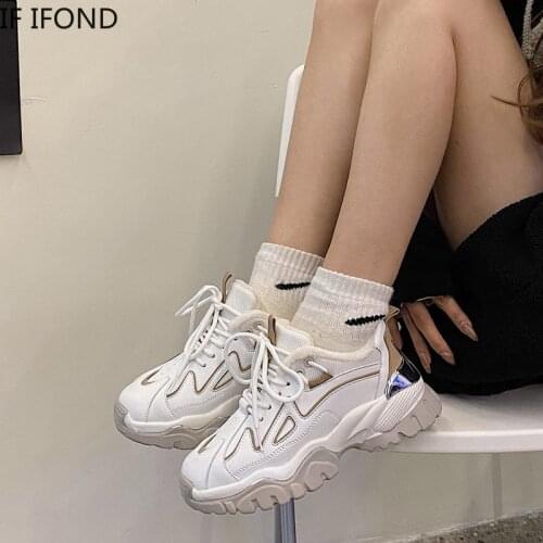 IF IFOND Fashion Women Winter Fur Snow Boots Comfortable Thick Plush Keep Warm Sneakers Winter Leather Flat Shoes Botas Mujer