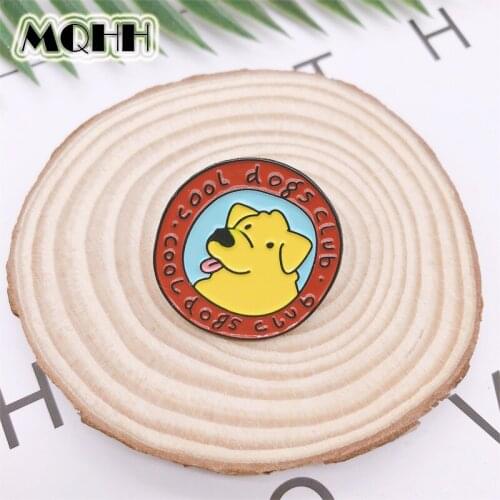 Cartoon cute pink round enamel brooch love yellow duck Club pins alloy badge clothes bag accessories sweet jewelry gift for kid