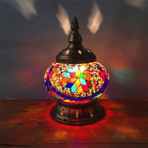 New Style E14 Hand-inlaid glass mosaic bedroom living room decorative Night Lamps of Mediterranean style Turkish Lamps