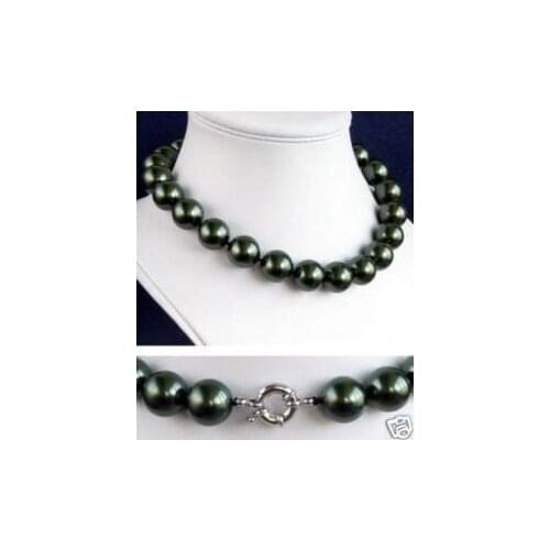 Jewelry 12mm black shell pearl pendant necklace 18" Fashion AKOYA Free shipping