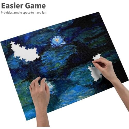 Water Lilies Deep Blue Jigsaw Puzzle Educational Puzzle Games Toys Claude Water Lilies Water Oil Ism Flowers Floral Lake France