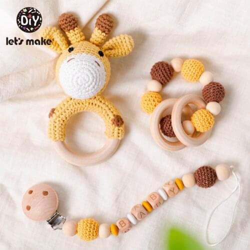 Lets Make 1set Baby Crochet Toys With Bell Elephant Elk Early Educational Teething Rattle Amigurumi Kid Baby Bed Rattle Product