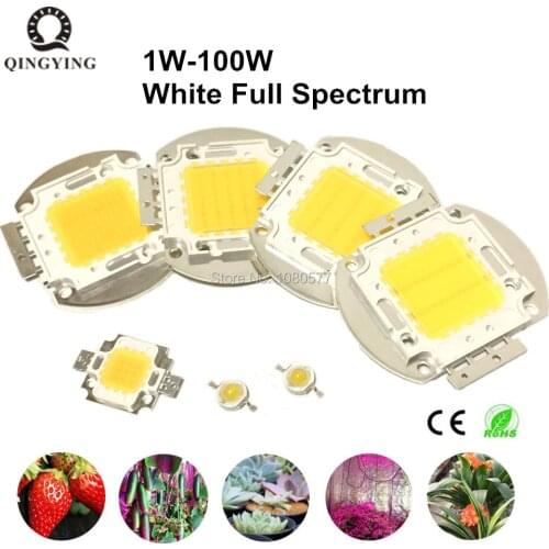 White Full Spectrum LED Chip 6500K & 380-780nm 1W 3W 5W 10W 20W 30W 50W 100W Aquarium Plant Grow Light Source Epistar Diodes