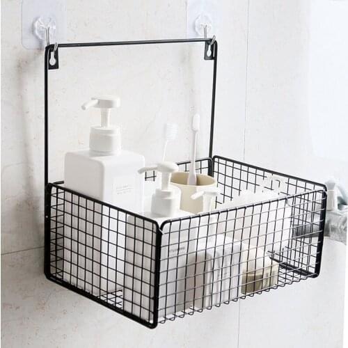 European-style simple ins wall shelf free punch bathroom bathroom wrought iron hanging basket wall rack storage artifact LB92906